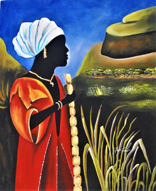 Haitian woman painting